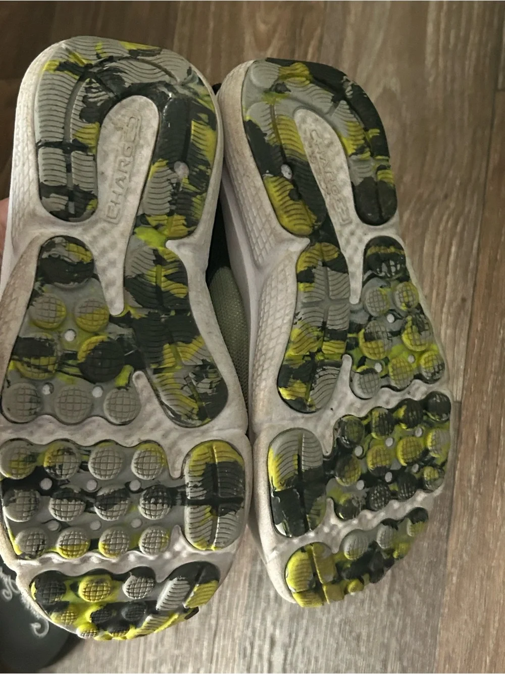 Under Armour Kids Gray Black Sneakers with Neon Yellow Logo